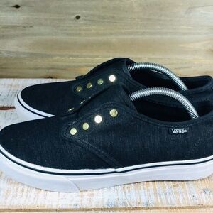 Vans Authentic Skate Shoes Laceless with Gold Studs